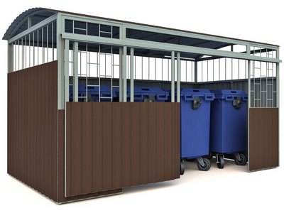 Навес для мусорных баков с раздвижными дверями МФ-1.45-5 (на 4 контейнера)
